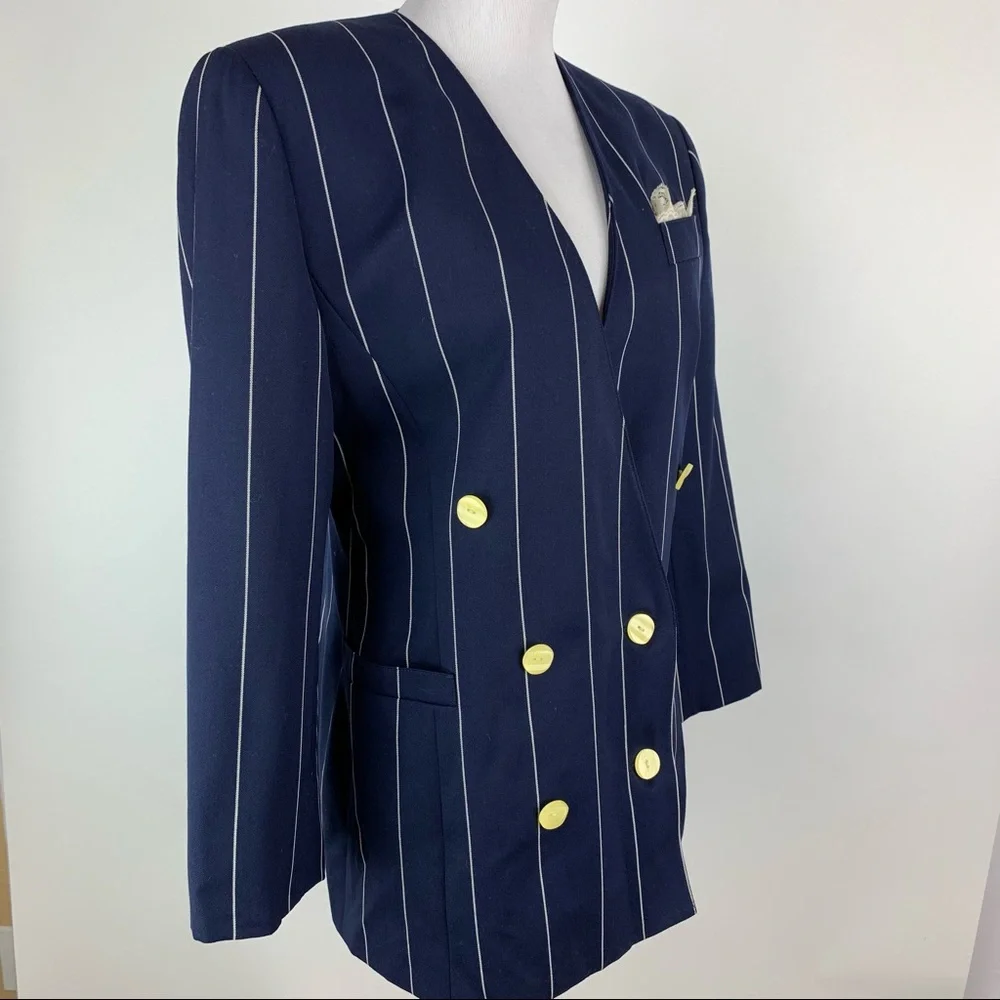 Vintage Mr. Jax Double Breasted Pinstripe Blazer - Picture 4 of 10